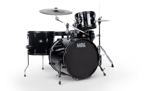 Natal DNA Stealth Compact Drum Kit with Mesh Heads, Low Volume Cymbals, Sticks & Stool – Black