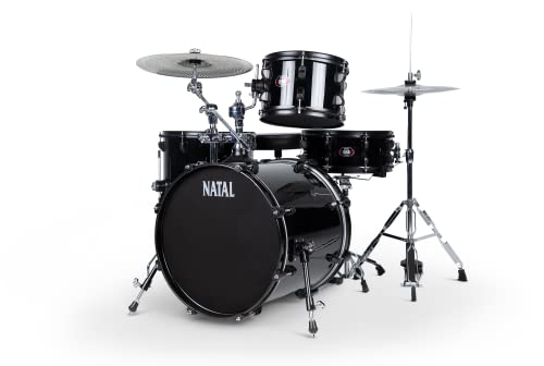 Natal DNA Stealth Compact Drum Kit with Mesh Heads, Low Volume Cymbals, Sticks & Stool – Black