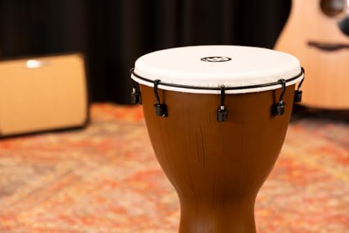 Meinl Percussion Alpine Djembe – 12 Inch Hand Drum with Mechanical Tuning System, Synthetic Head, ABS Body – Barnwood Finish