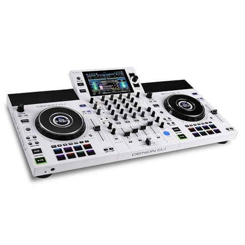 Denon DJ SC LIVE 4 WHITE – Standalone 4-Deck DJ Controller with Stems, Wi-Fi Streaming & Built-in Speakers