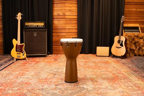 Meinl Percussion Alpine Djembe – 12 Inch Hand Drum with Mechanical Tuning System, Synthetic Head, ABS Body – Barnwood Finish