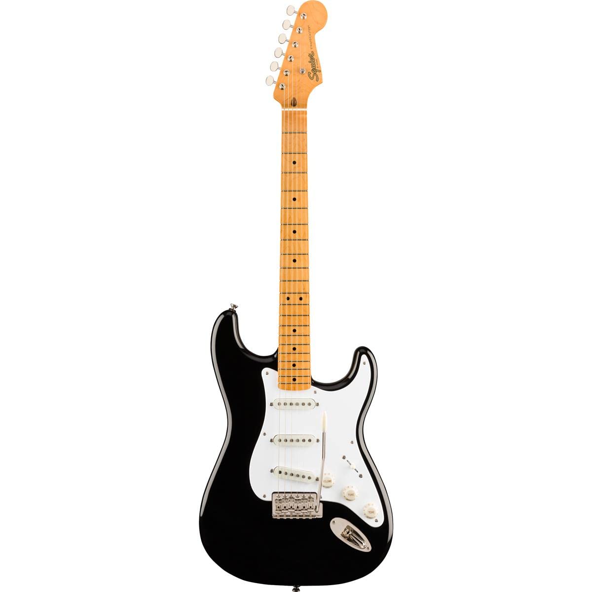 Squier by Fender Classic Vibe '50s Stratocaster Electric Guitar – Black with Maple Fingerboard