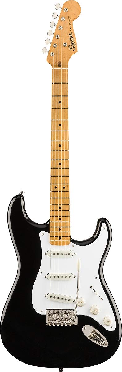 Squier by Fender Classic Vibe '50s Stratocaster Electric Guitar – Black with Maple Fingerboard