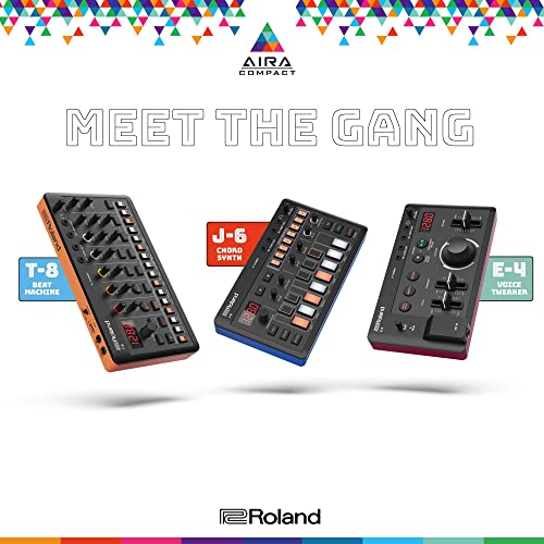Roland AIRA Compact T-8 Beat Machine – Portable Rhythm and Bass Machine with TR-808, TR-909, TR-606 and TB-303 Sounds – Black/Orange