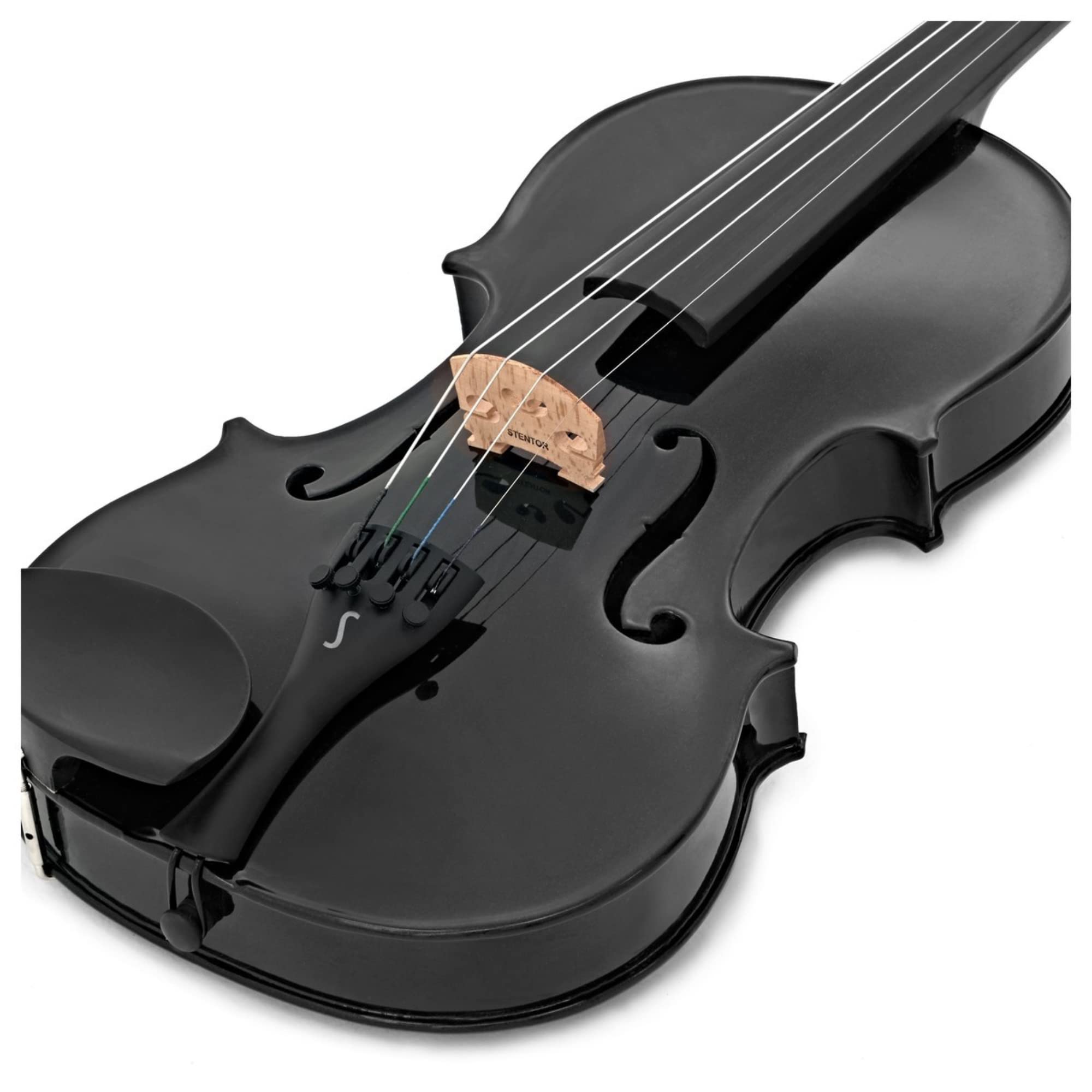 Stentor Harlequin 4/4 Violin Outfit with P&H Fibreglass Bow and Lightweight Case – Black