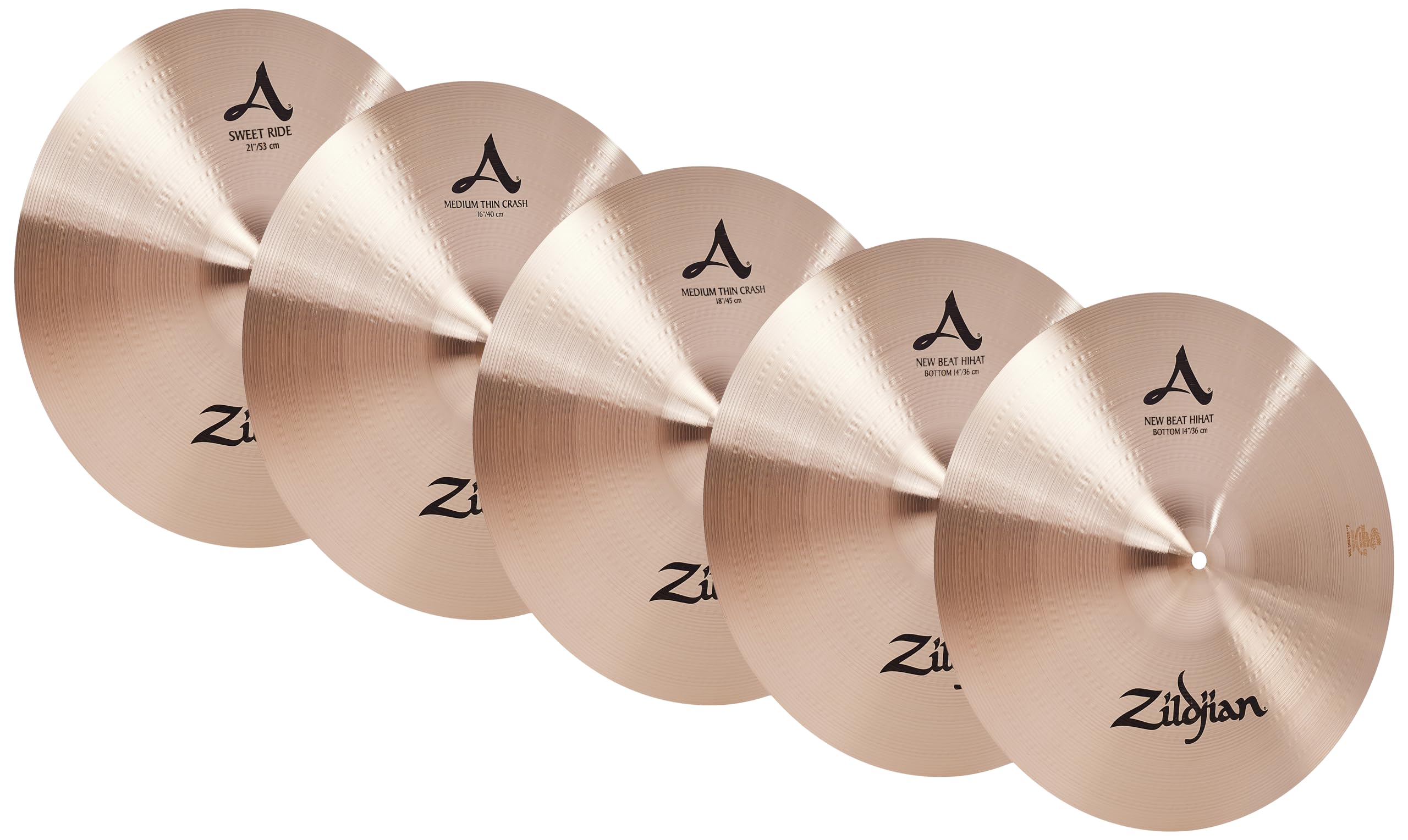 Zildjian A391 A Series Cymbal Set - 14 Inch New Beat Hi-Hat, 16 Inch Medium Thin Crash, 21 Inch Sweet Ride and 18 Inch Medium Thin Crash