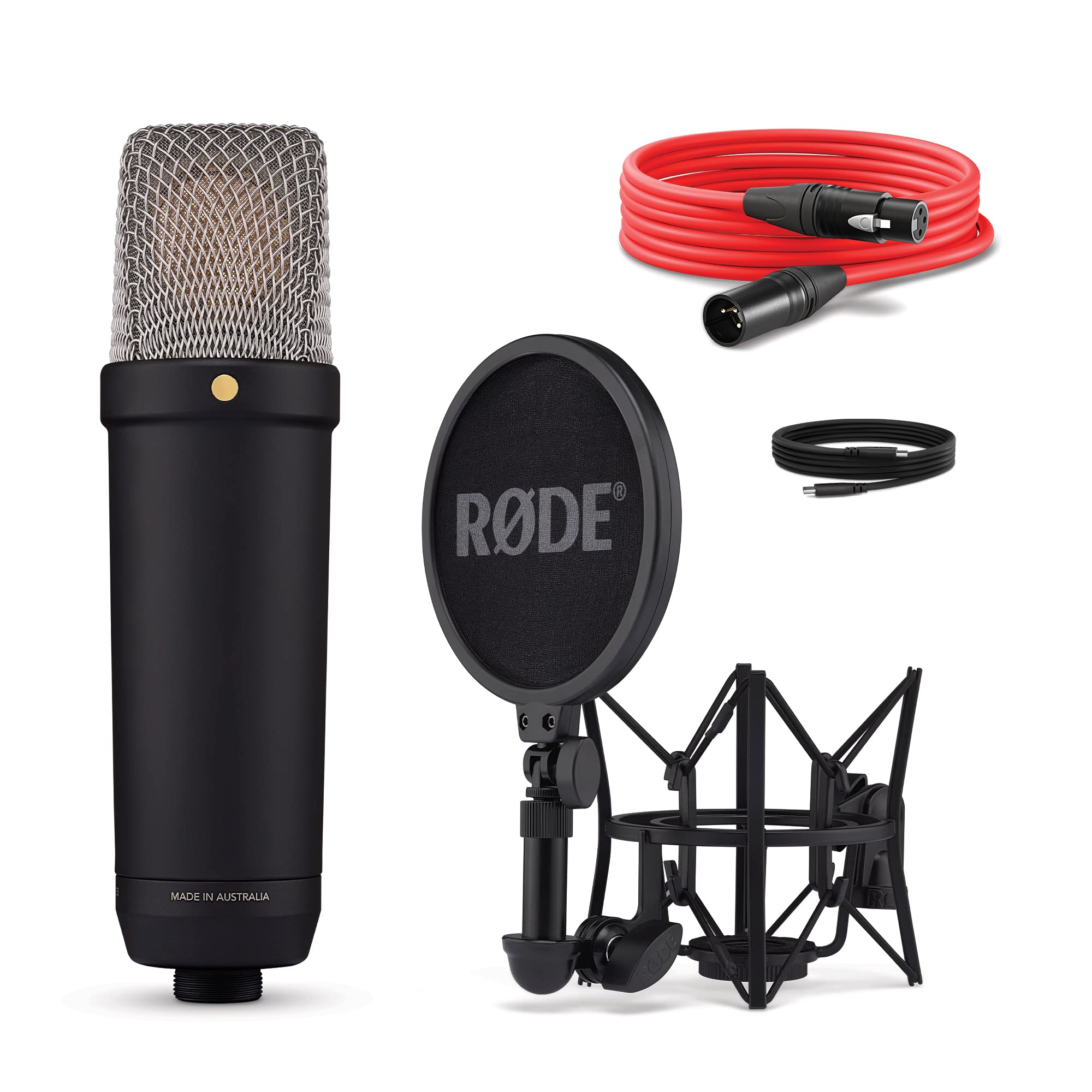 RØDE NT1 5th Gen Studio Condenser Microphone with XLR & USB, 32-bit Float Recording – Black