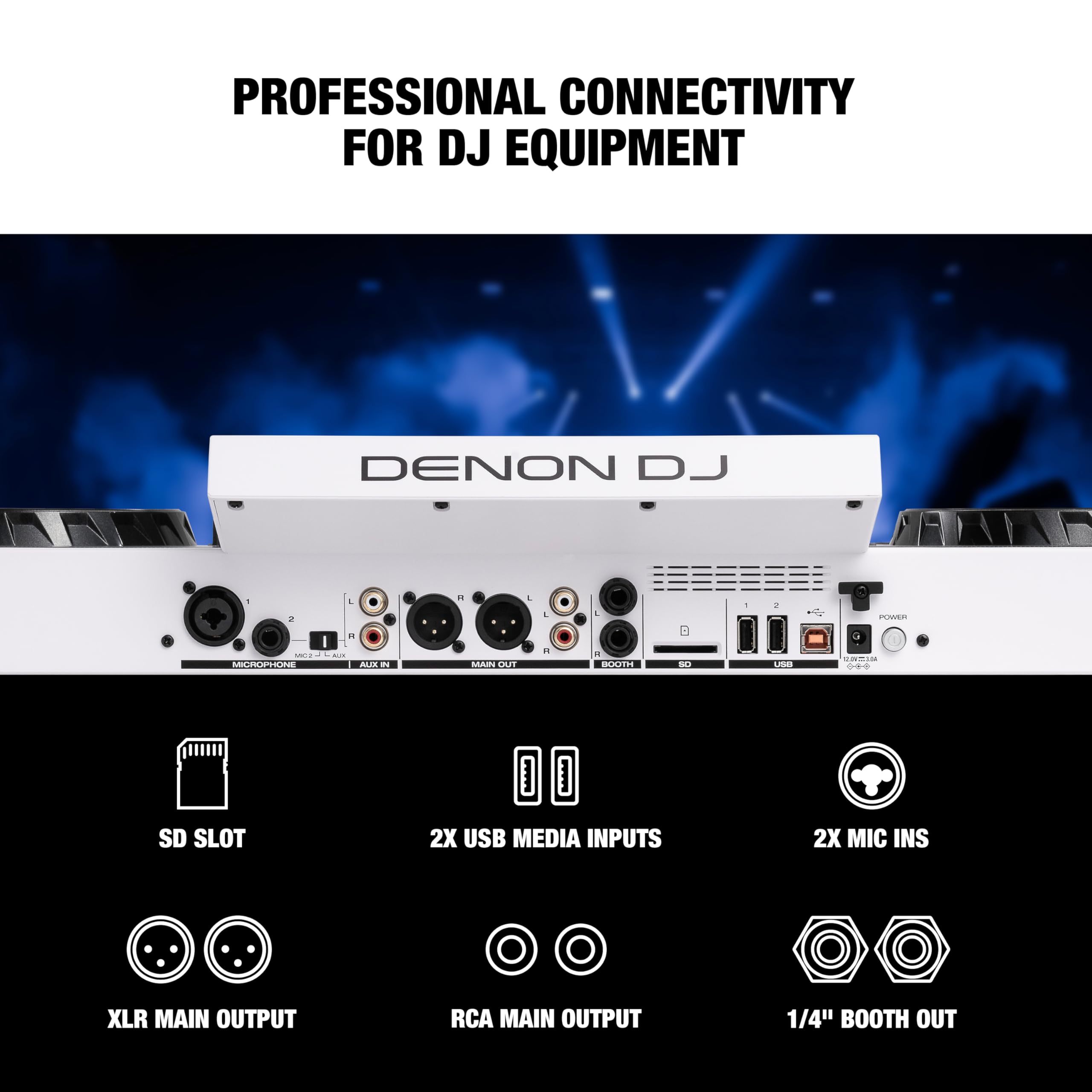 Denon DJ SC LIVE 4 WHITE – Standalone 4-Deck DJ Controller with Stems, Wi-Fi Streaming & Built-in Speakers