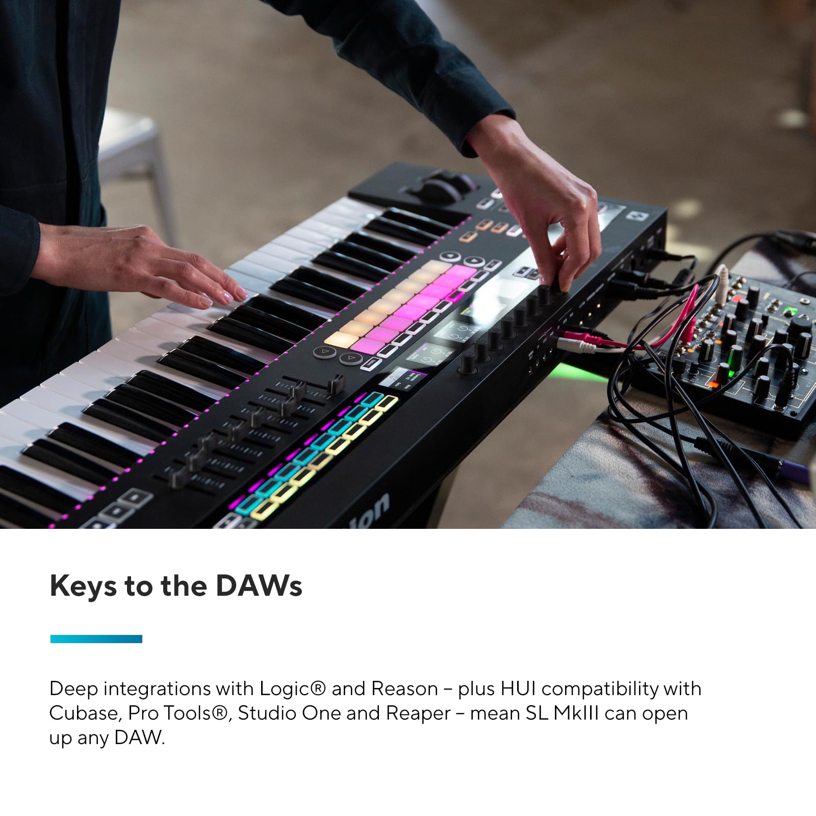 Novation 61SL MkIII 61-Key MIDI Controller Keyboard with Sequencer, DAW Integration and Semi-Weighted Keys – Black