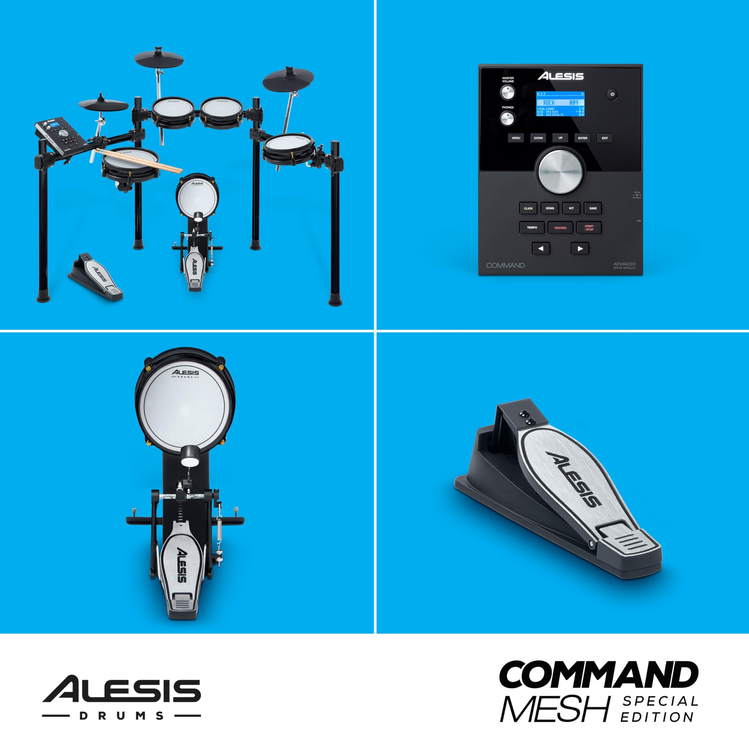 Alesis Command Mesh SE Electronic Drum Kit with Dual-Zone Mesh Pads, USB MIDI & 671 Sounds