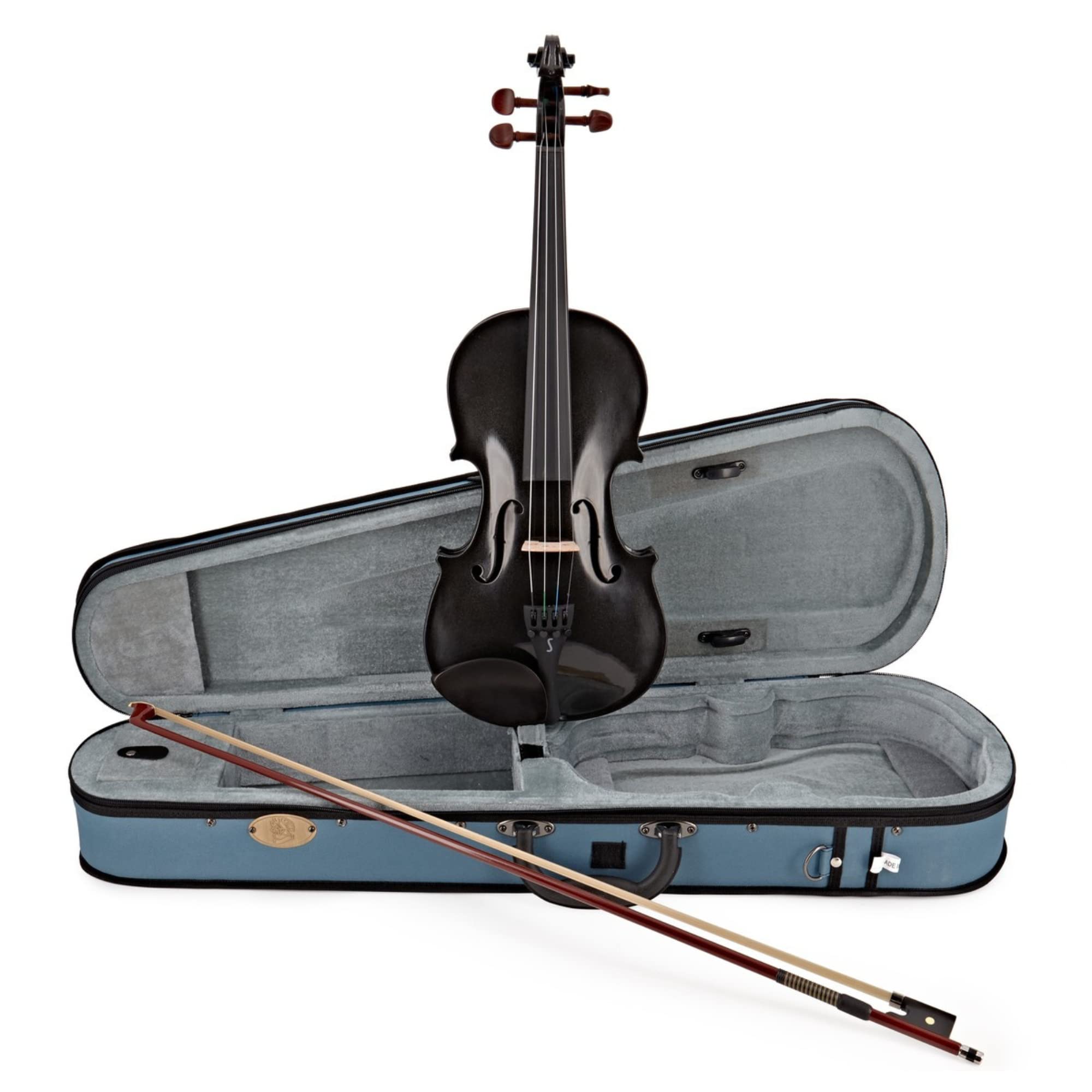 Stentor Harlequin 4/4 Violin Outfit with P&H Fibreglass Bow and Lightweight Case – Black