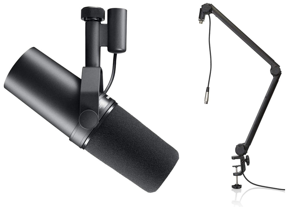 Shure SM7B Dynamic Vocal Microphone with Gator 3000 Boom Stand – For Studio Recording, Podcasting & Broadcasting – Black