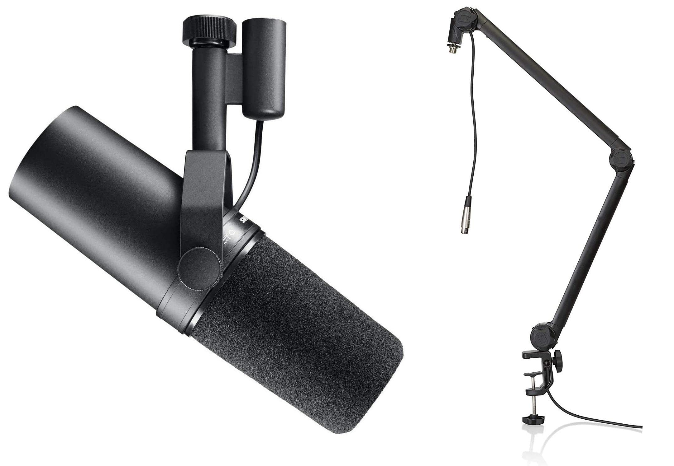 Shure SM7B Dynamic Vocal Microphone with Gator 3000 Boom Stand – For Studio Recording, Podcasting & Broadcasting – Black