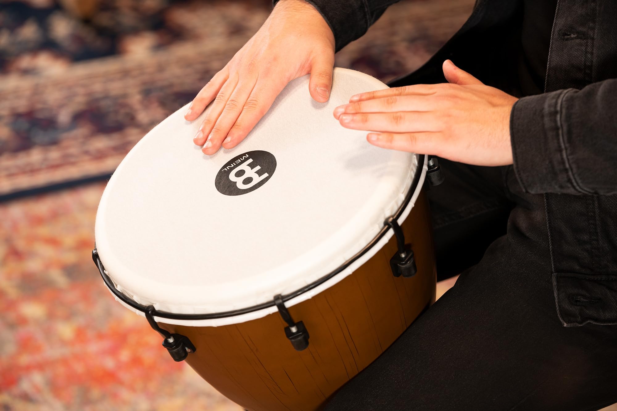 Meinl Percussion Alpine Djembe – 12 Inch Hand Drum with Mechanical Tuning System, Synthetic Head, ABS Body – Barnwood Finish