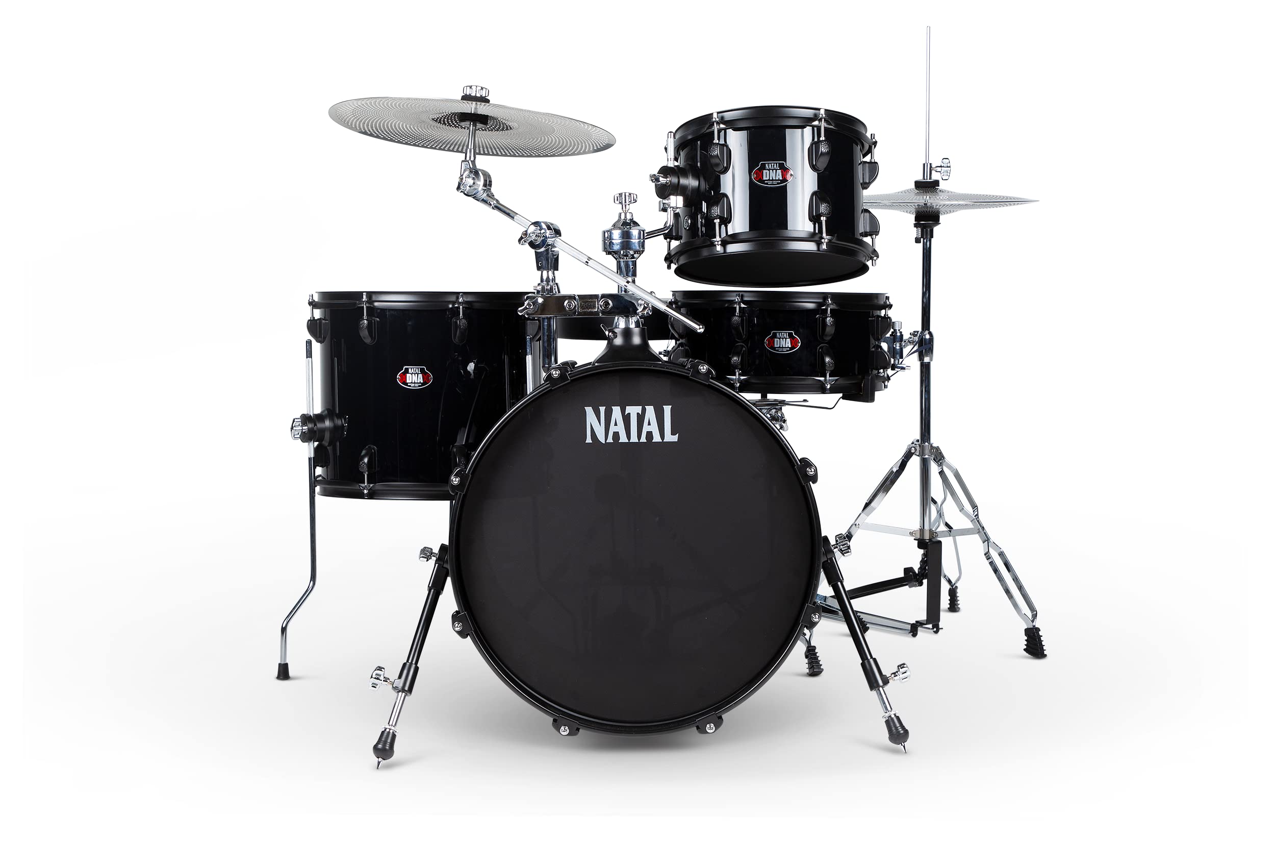 Natal DNA Stealth Compact Drum Kit with Mesh Heads, Low Volume Cymbals, Sticks & Stool – Black