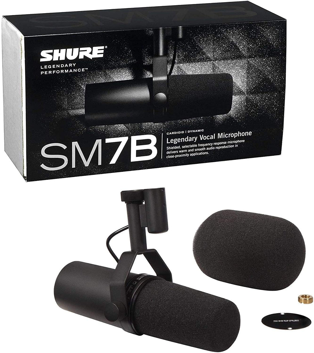 Shure SM7B Dynamic Vocal Microphone with Gator 3000 Boom Stand – For Studio Recording, Podcasting & Broadcasting – Black