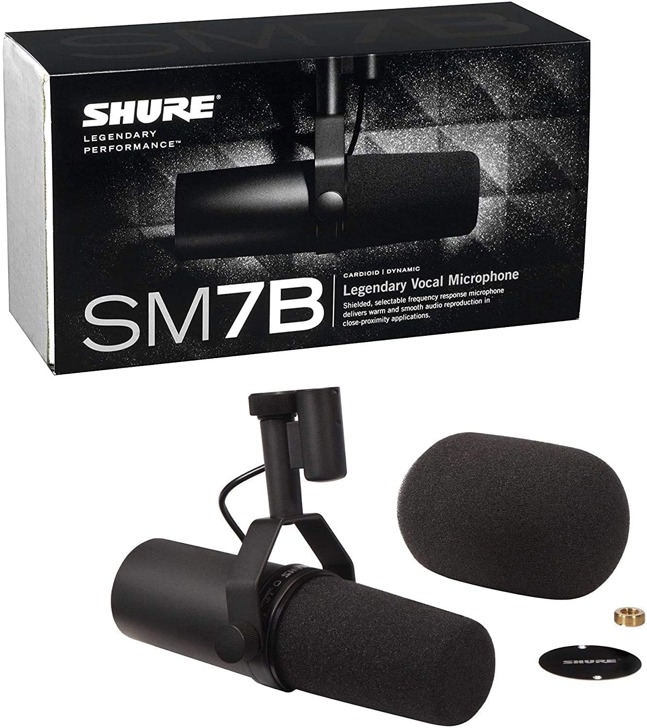 Shure SM7B Dynamic Vocal Microphone with Gator 3000 Boom Stand – For Studio Recording, Podcasting & Broadcasting – Black