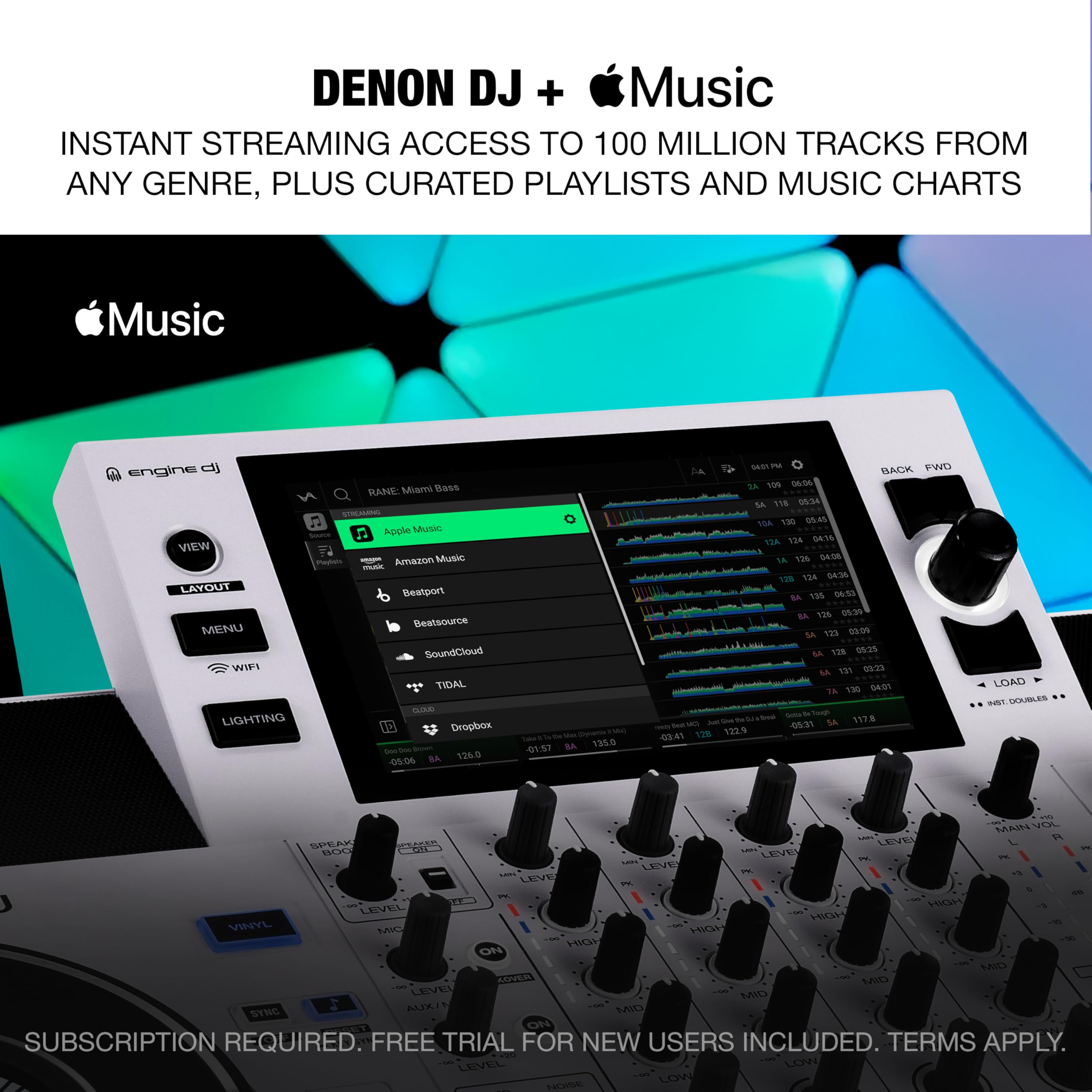 Denon DJ SC LIVE 4 WHITE – Standalone 4-Deck DJ Controller with Stems, Wi-Fi Streaming & Built-in Speakers