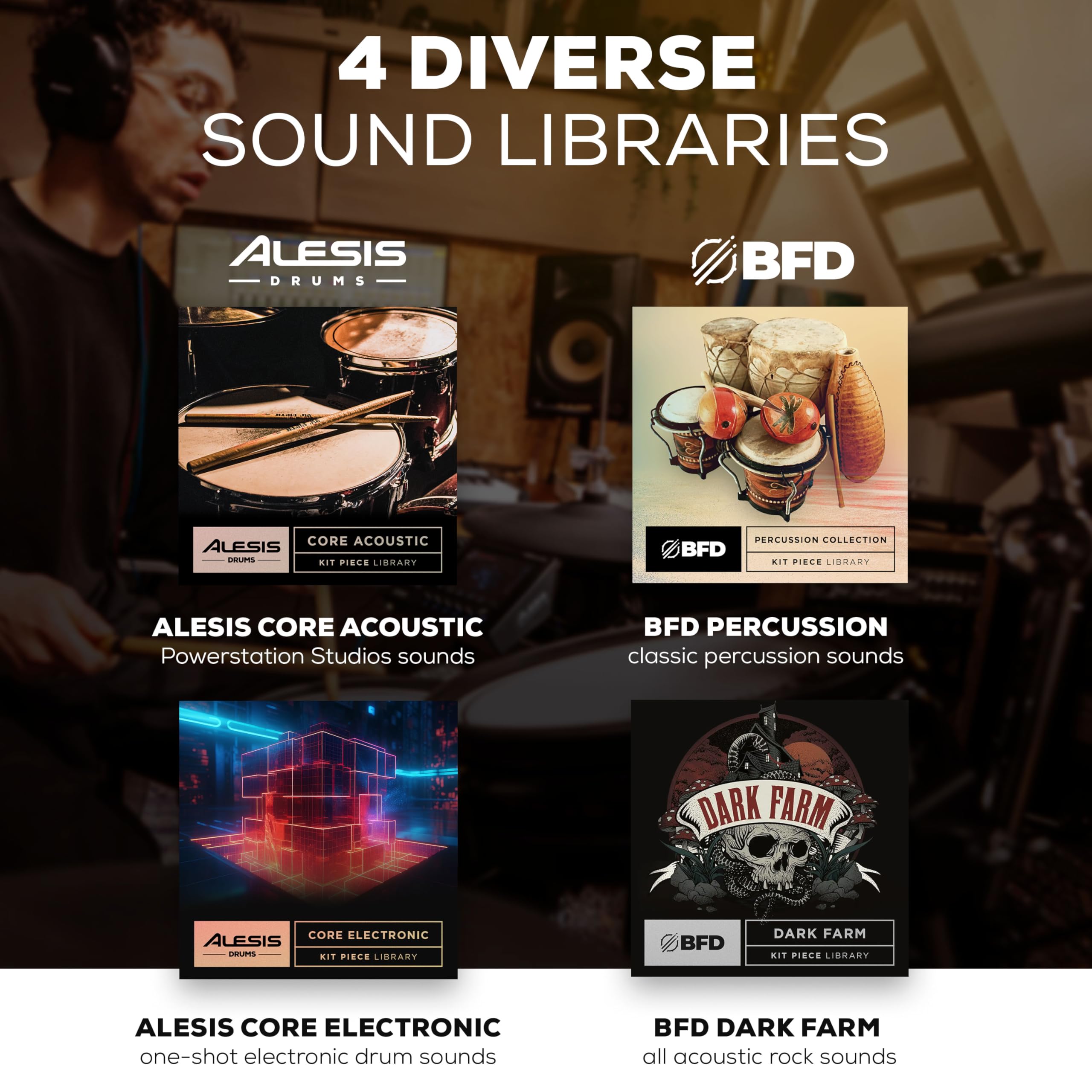 Alesis Strata Club Electric Drum Kit with 144K Samples, Mesh Pads, Triple-Zone Cymbals & Touchscreen