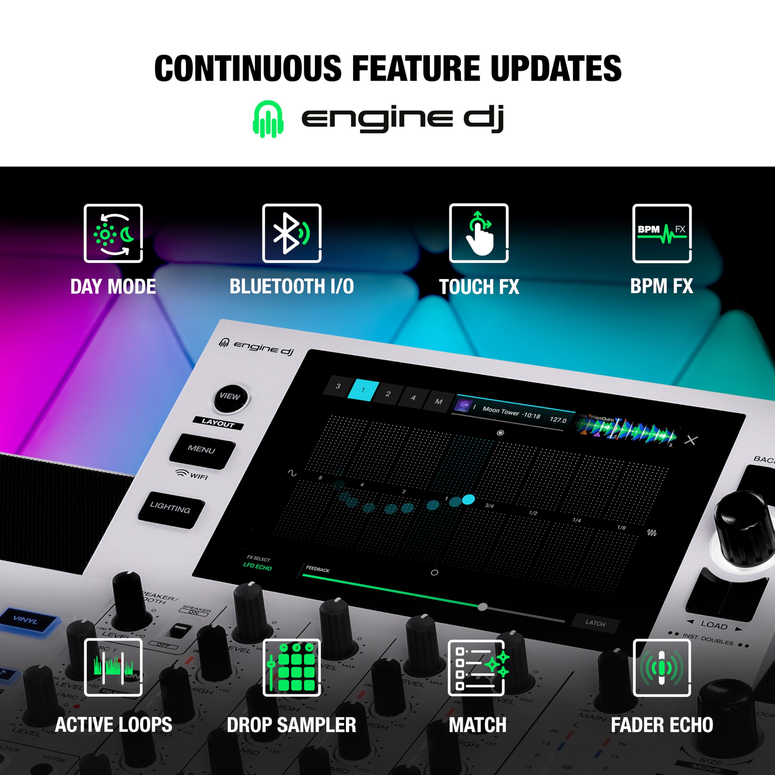 Denon DJ SC LIVE 4 WHITE – Standalone 4-Deck DJ Controller with Stems, Wi-Fi Streaming & Built-in Speakers
