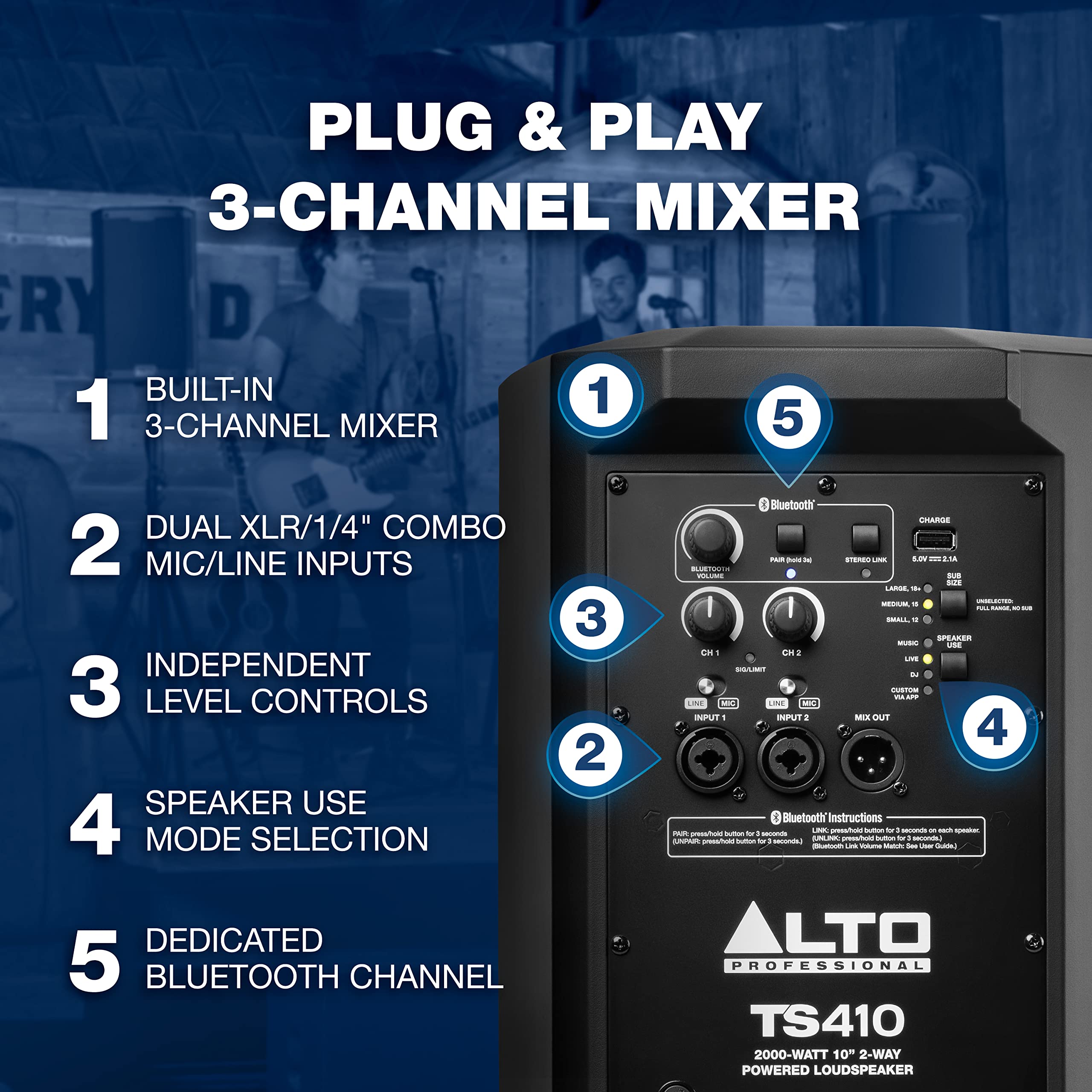 Denon DJ SC LIVE 4 Standalone DJ Controller with Wi-Fi Streaming + 2x Alto TS410 2000W 10" Active PA Speakers