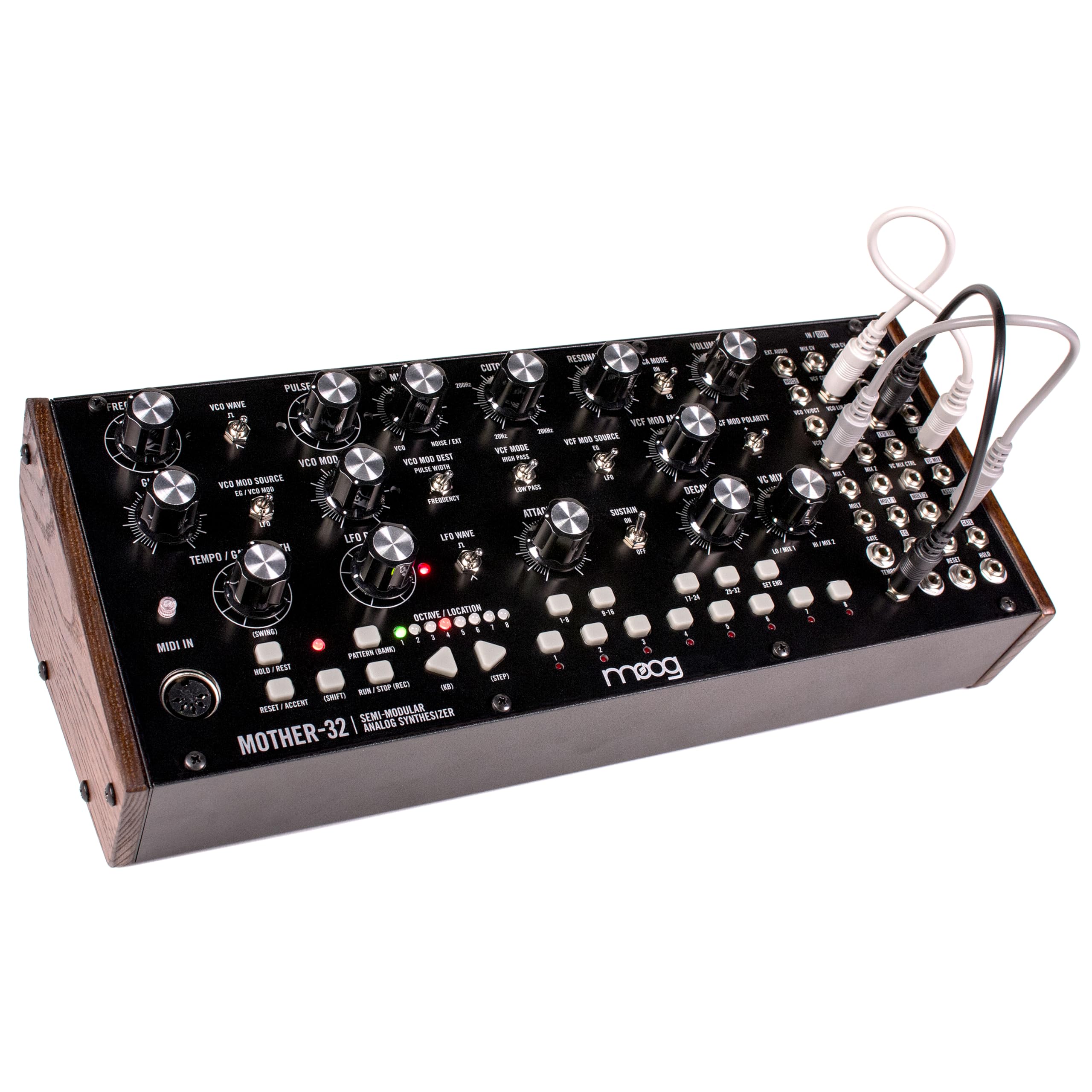 Moog Mother-32 Semi-Modular Analog Synthesizer with 32-Step Sequencer, Ladder Filter, MIDI In and Eurorack Compatibility – Black