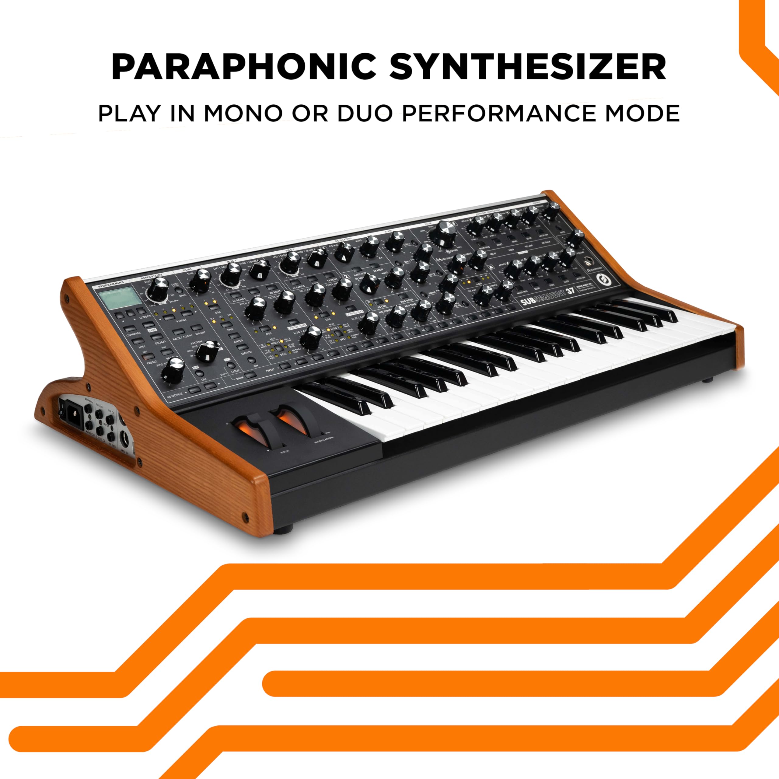 Moog Subsequent 37 Paraphonic Analog Synthesizer with 37 Semi-Weighted Keys, 256 Presets & Software Editor – Black
