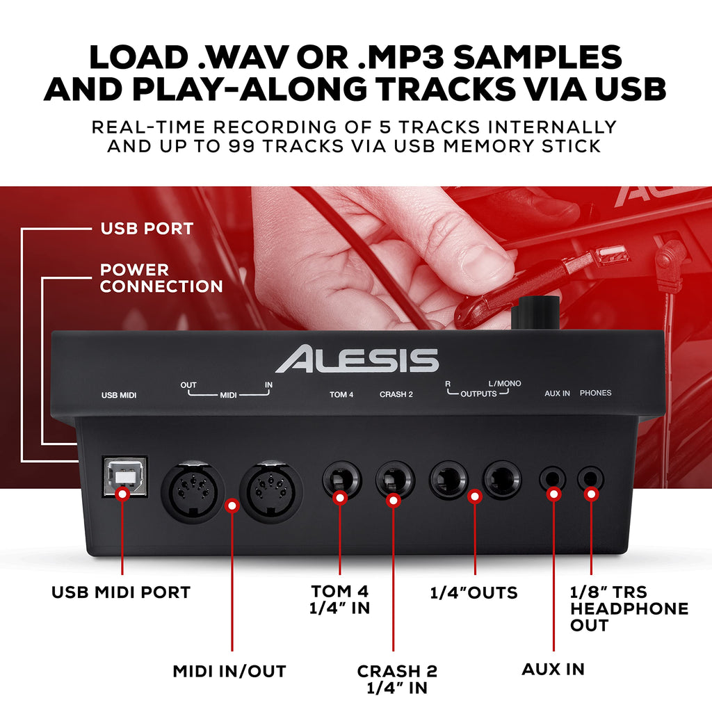 Alesis Crimson II SE Electronic Drum Kit with Mesh Pads, Triple-Zone Ride & MIDI – Black