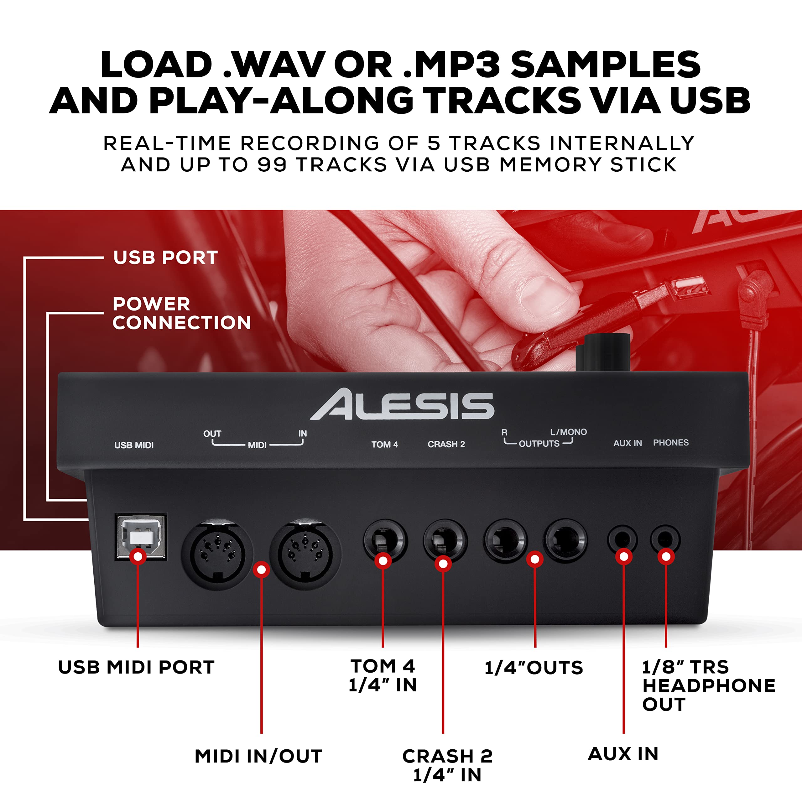 Alesis Crimson II SE Electronic Drum Kit with Mesh Pads, Triple-Zone Ride & MIDI – Black