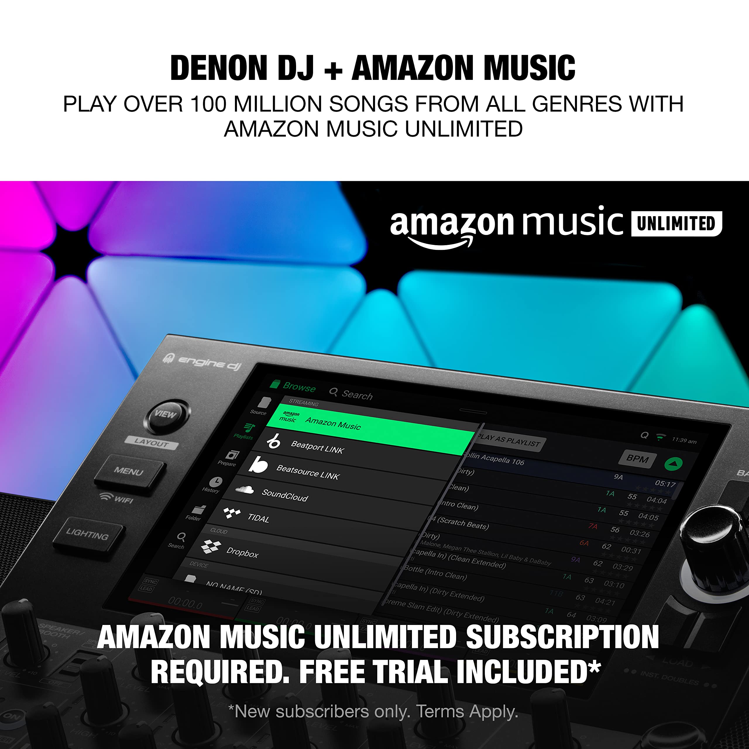 Denon DJ SC LIVE 4 Standalone DJ Controller with Wi-Fi Streaming + 2x Alto TS410 2000W 10" Active PA Speakers