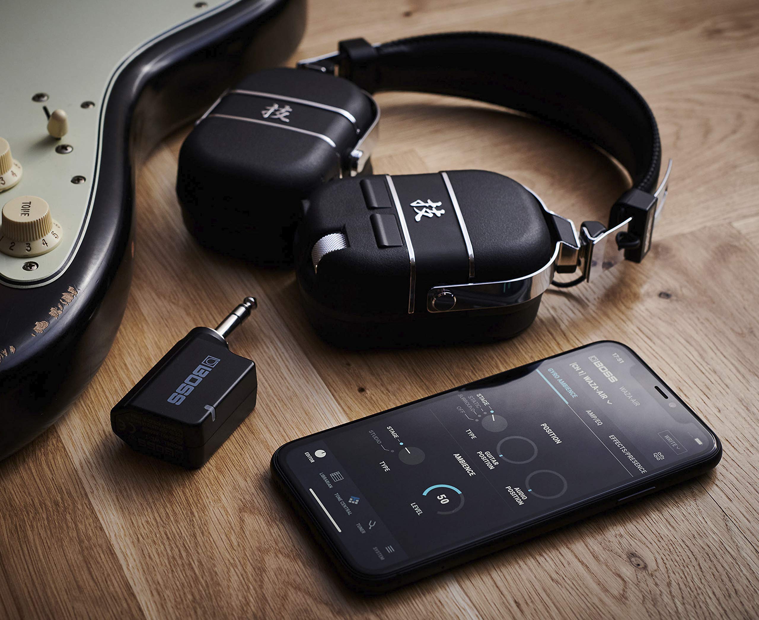 BOSS Waza-Air Wireless Personal Guitar Amplification System – 3D Amp Simulation with Bluetooth & Rechargeable Battery