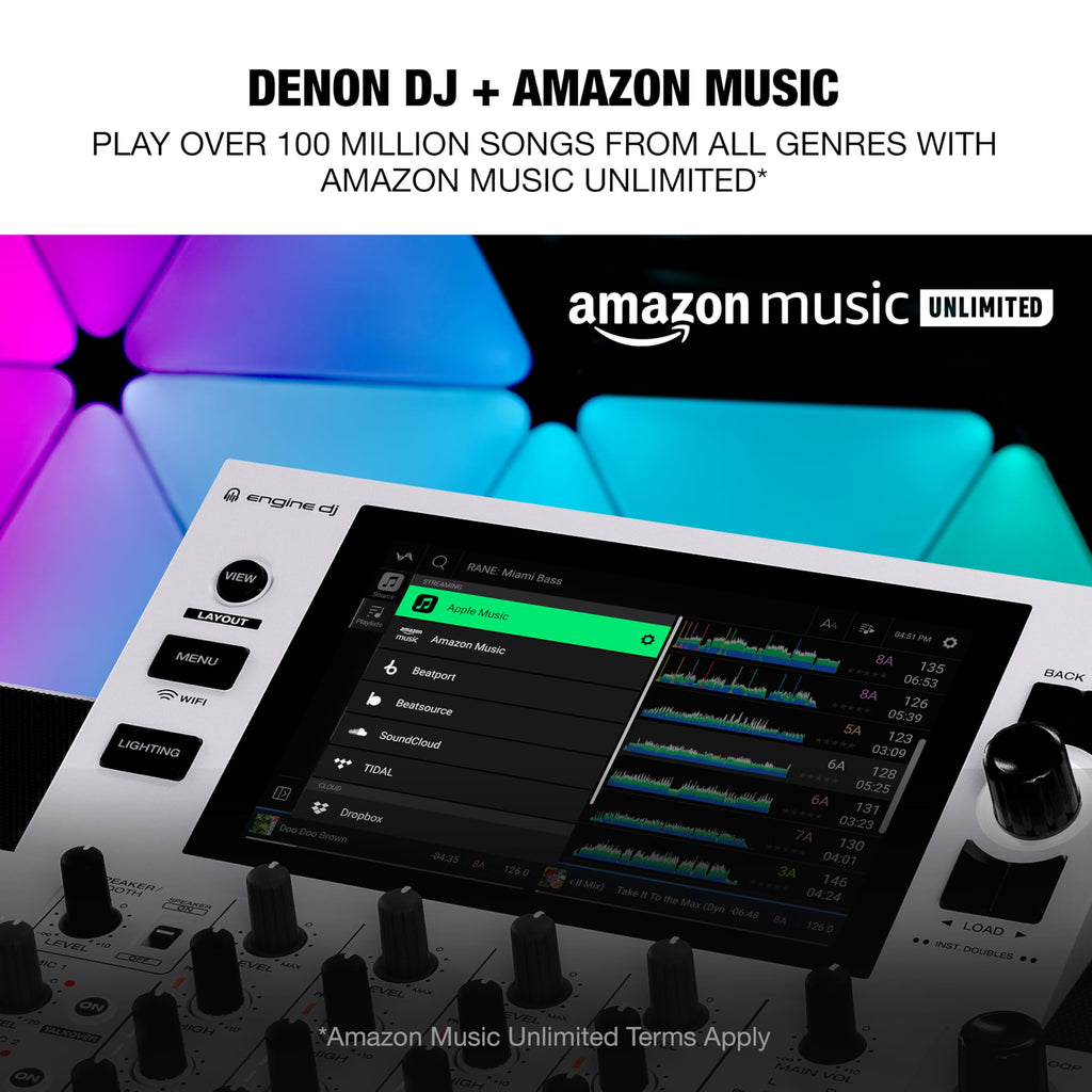 Denon DJ SC LIVE 4 WHITE – Standalone 4-Deck DJ Controller with Stems, Wi-Fi Streaming & Built-in Speakers