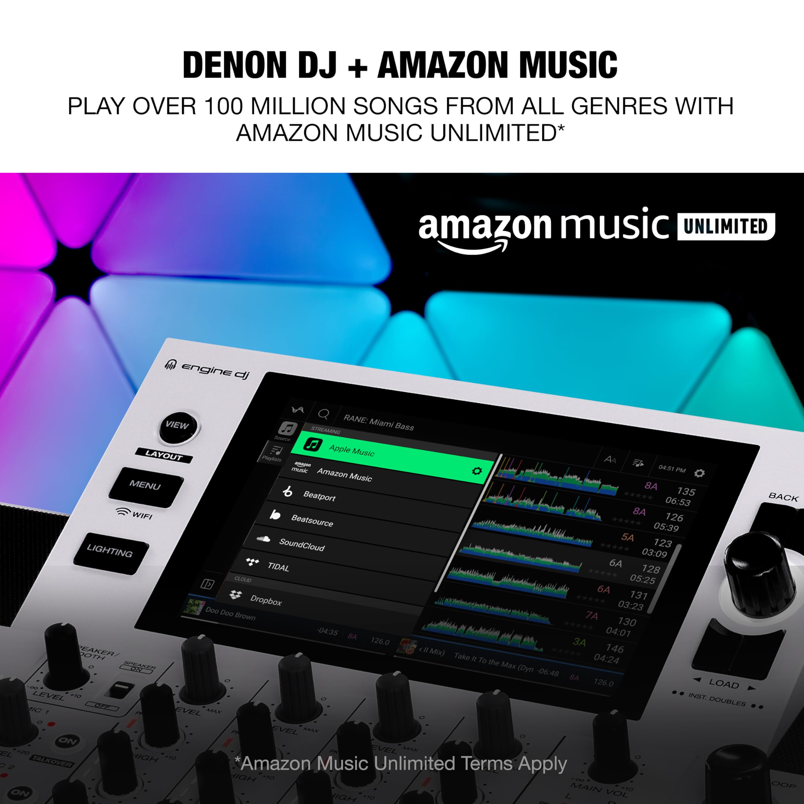 Denon DJ SC LIVE 4 WHITE – Standalone 4-Deck DJ Controller with Stems, Wi-Fi Streaming & Built-in Speakers