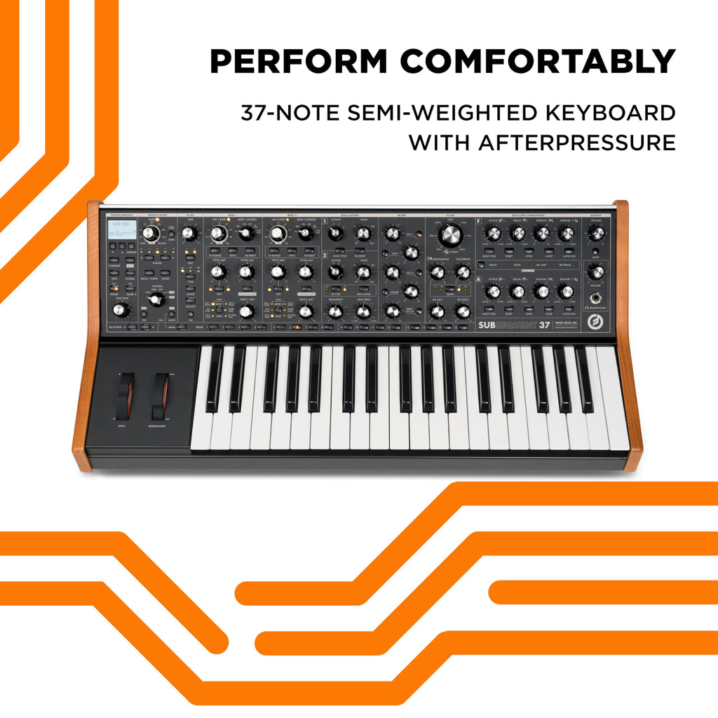 Moog Subsequent 37 Paraphonic Analog Synthesizer with 37 Semi-Weighted Keys, 256 Presets & Software Editor – Black