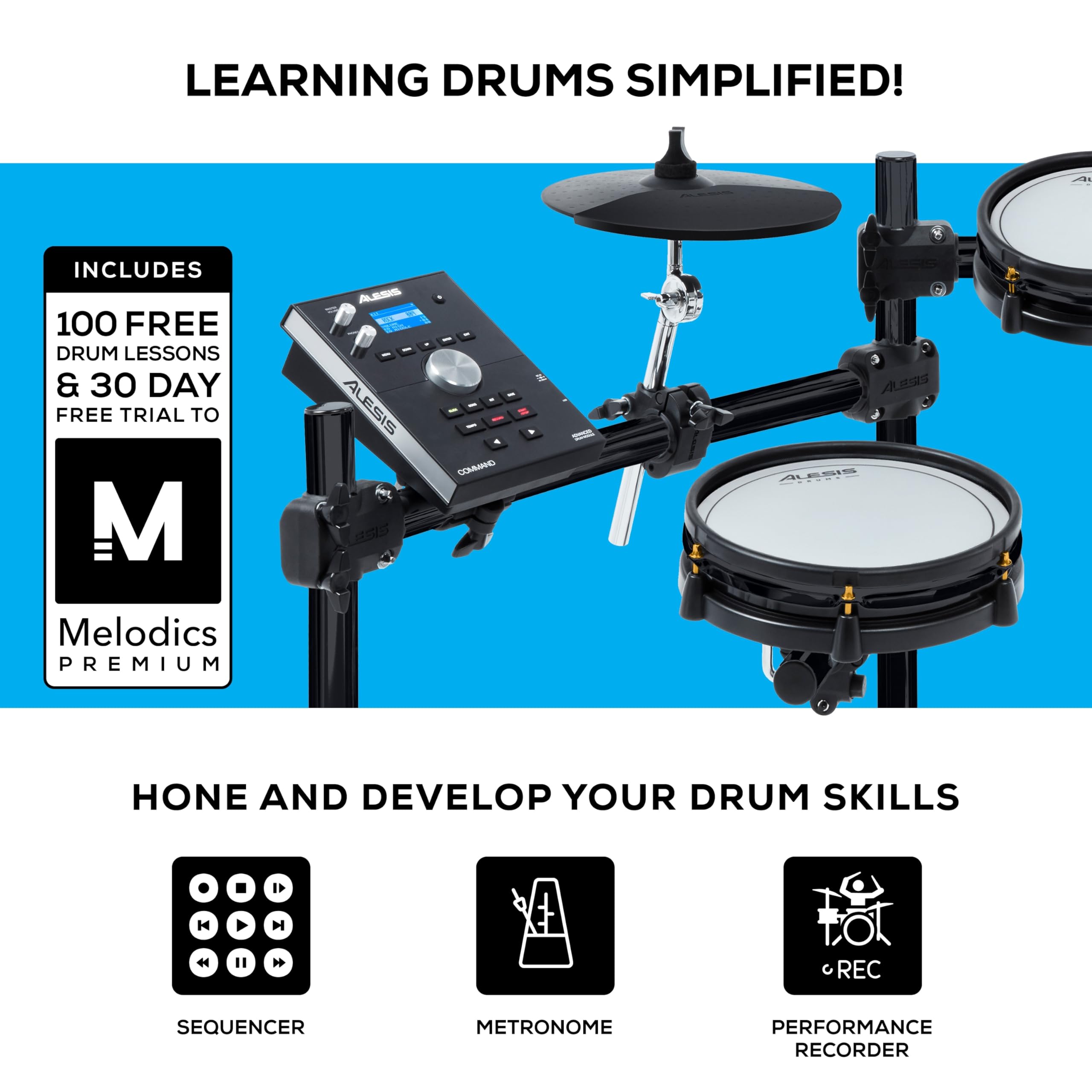 Alesis Command Mesh SE Electronic Drum Kit with Dual-Zone Mesh Pads, USB MIDI & 671 Sounds