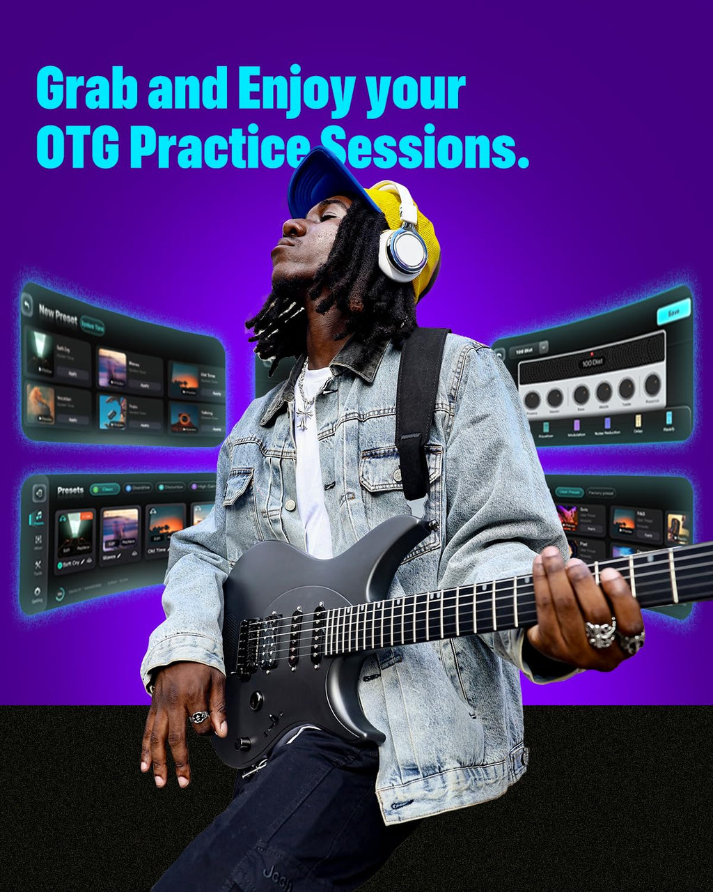 Enya Inspire 39 Inch Smart Electric Guitar – Carbon Fibre – Built-In 15W Speaker, Presets & Gig Bag