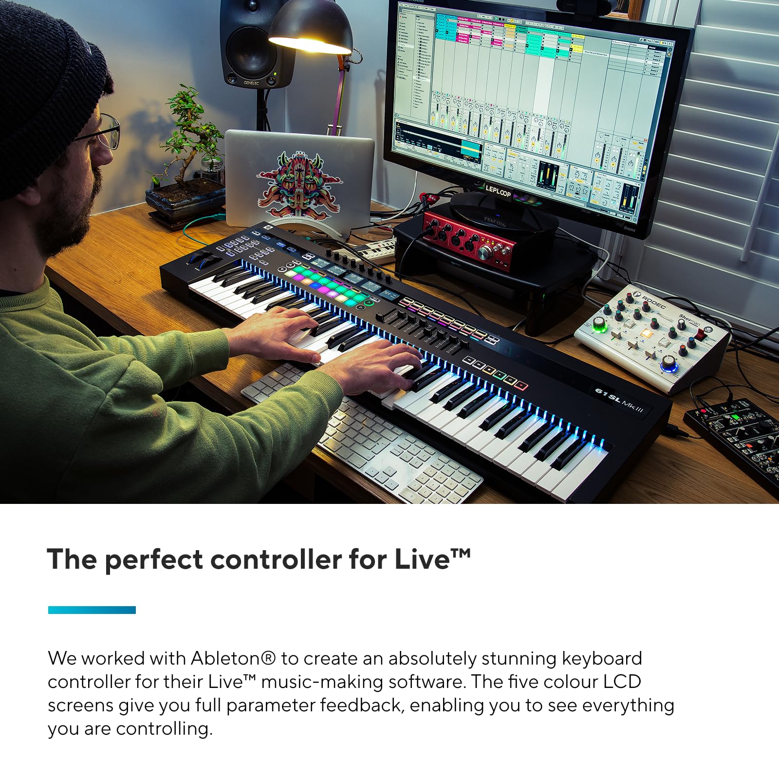 Novation 61SL MkIII 61-Key MIDI Controller Keyboard with Sequencer, DAW Integration and Semi-Weighted Keys – Black