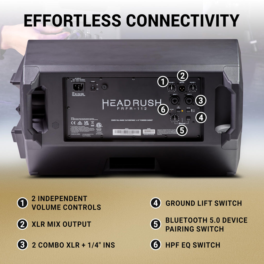HeadRush FRFR112 MKII – 2500W 12" Full-Range Flat-Response Guitar and Bass Amp with Bluetooth