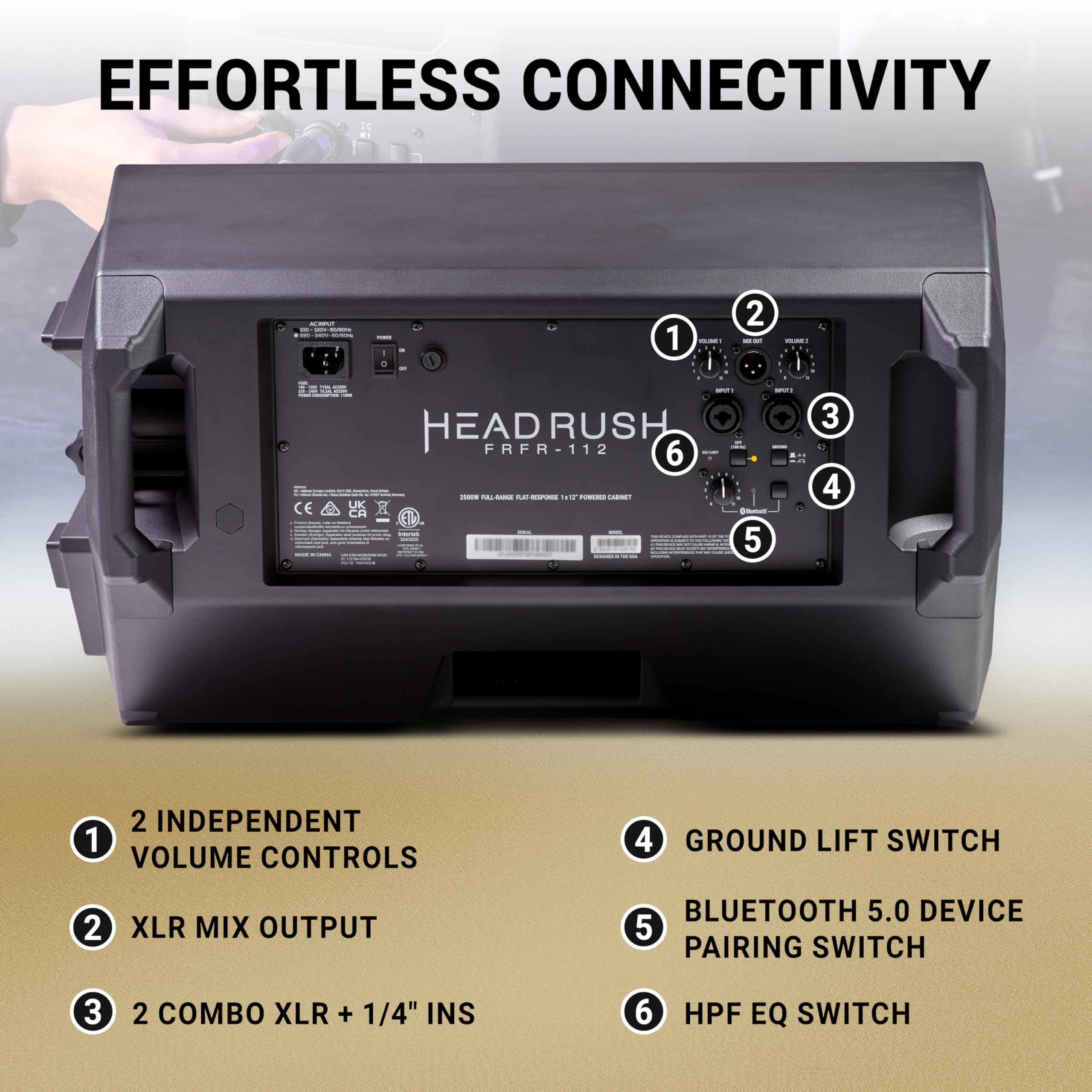 HeadRush FRFR112 MKII – 2500W 12" Full-Range Flat-Response Guitar and Bass Amp with Bluetooth