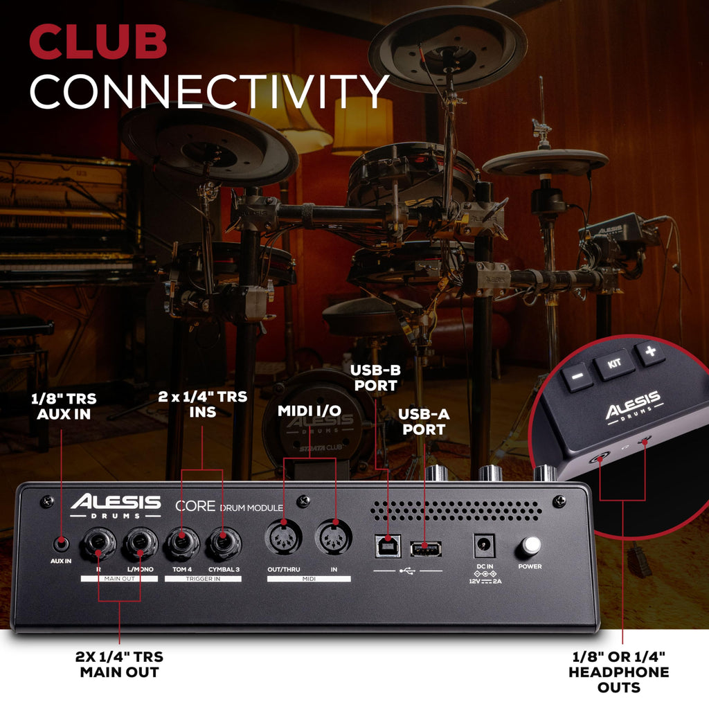 Alesis Strata Club Electric Drum Kit with 144K Samples, Mesh Pads, Triple-Zone Cymbals & Touchscreen