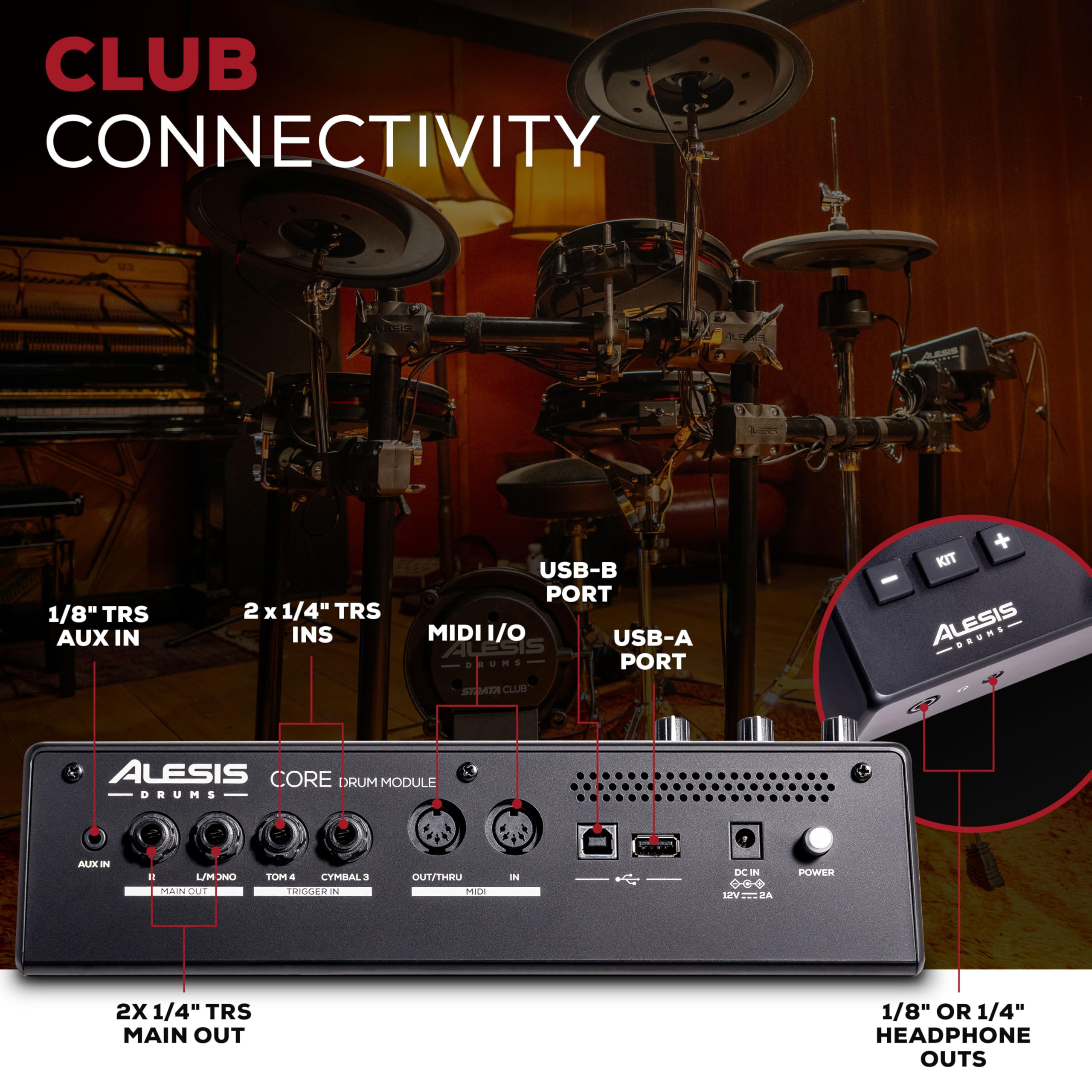 Alesis Strata Club Electric Drum Kit with 144K Samples, Mesh Pads, Triple-Zone Cymbals & Touchscreen