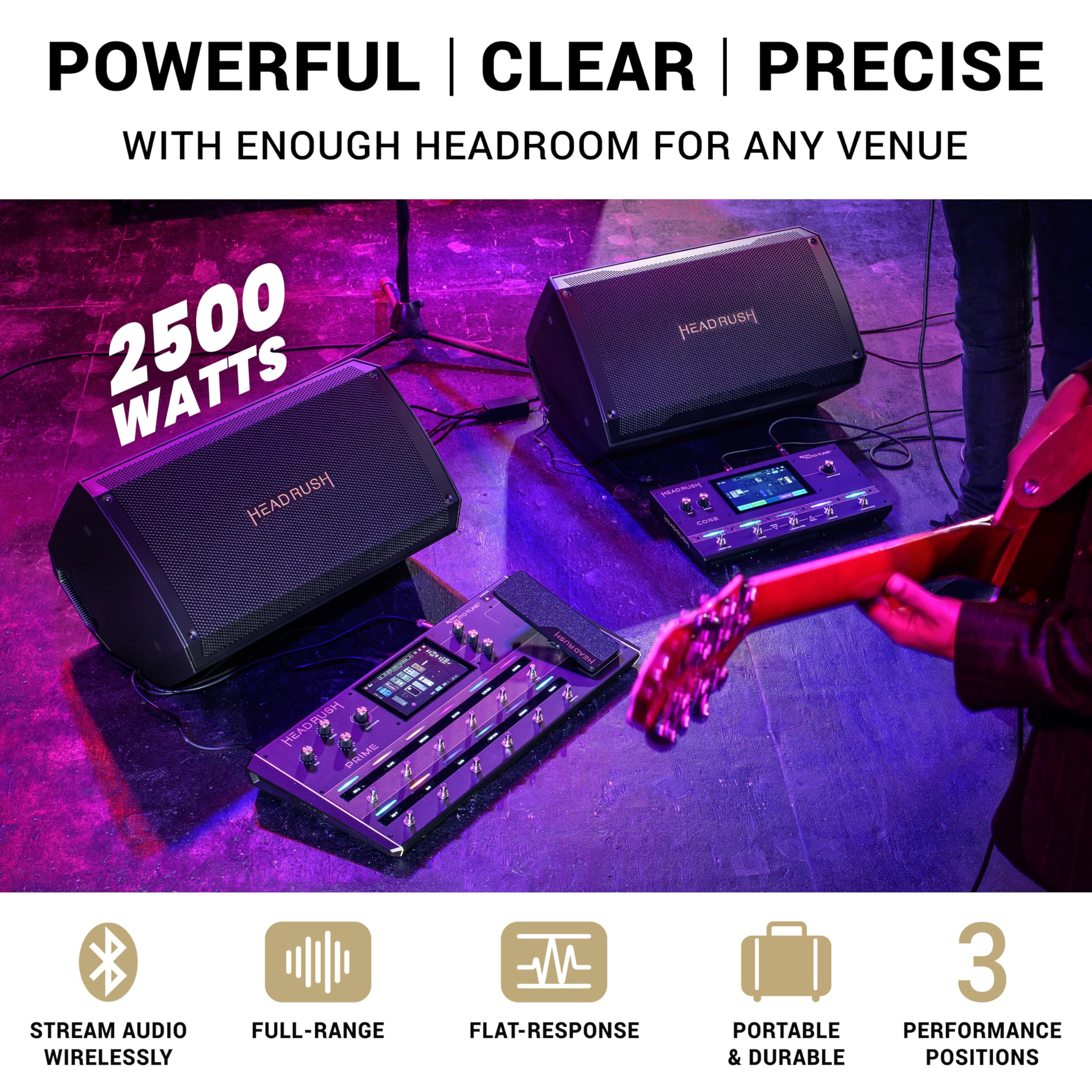 HeadRush FRFR112 MKII – 2500W 12" Full-Range Flat-Response Guitar and Bass Amp with Bluetooth