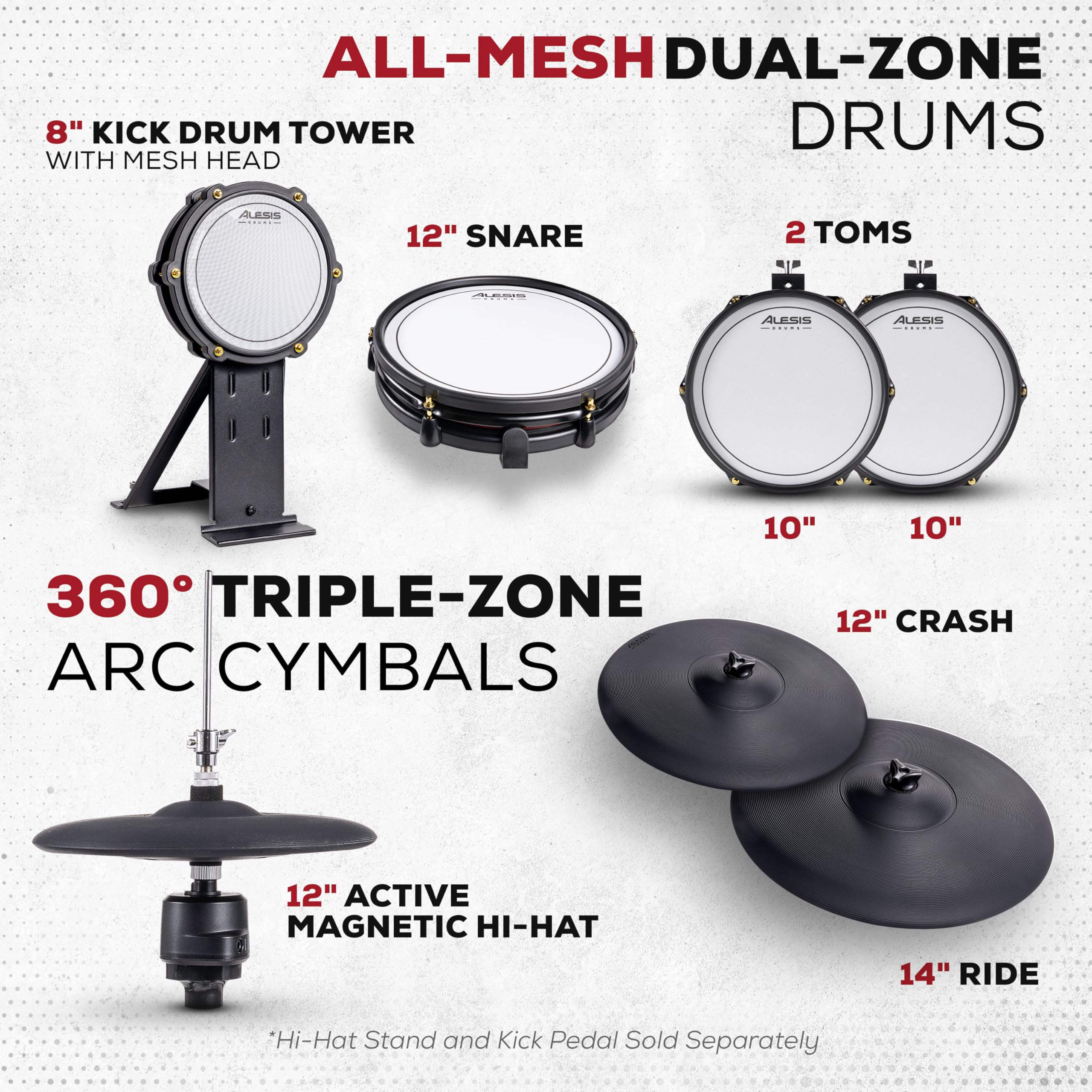 Alesis Strata Club Electric Drum Kit with 144K Samples, Mesh Pads, Triple-Zone Cymbals & Touchscreen