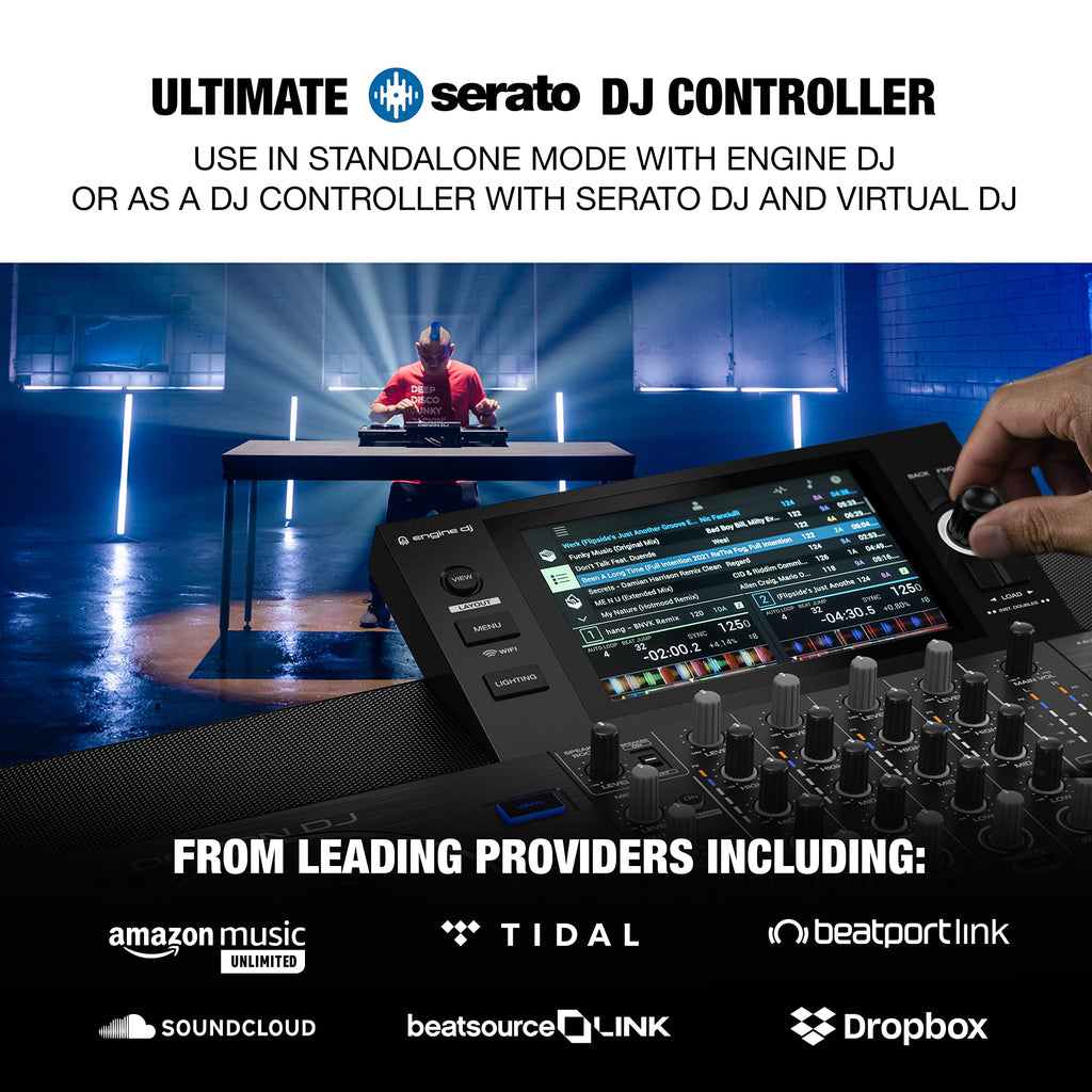 Denon DJ SC LIVE 4 Standalone DJ Controller with Wi-Fi Streaming + 2x Alto TS410 2000W 10" Active PA Speakers